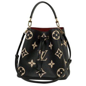 Louis Vuitton NeoNoe MM Shoulder Bag Monogram Implant Black Beige